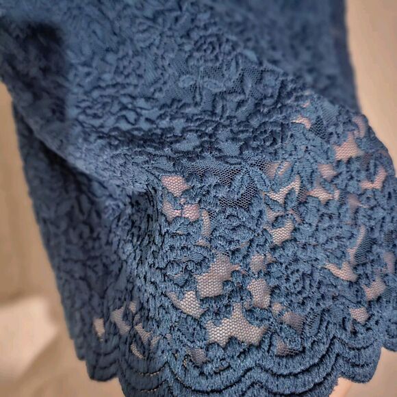 TORRID Floral Lace Mini Skirt Dark Teal Scalloped Hem Size 1X Mod Preppy Teatime - Picture 8 of 8